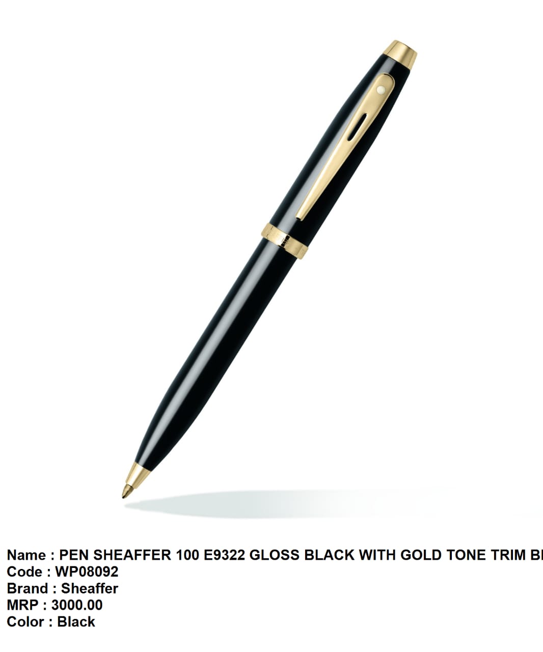 Pen sheaffer 100 E9322 gloss black with gold tone trim
